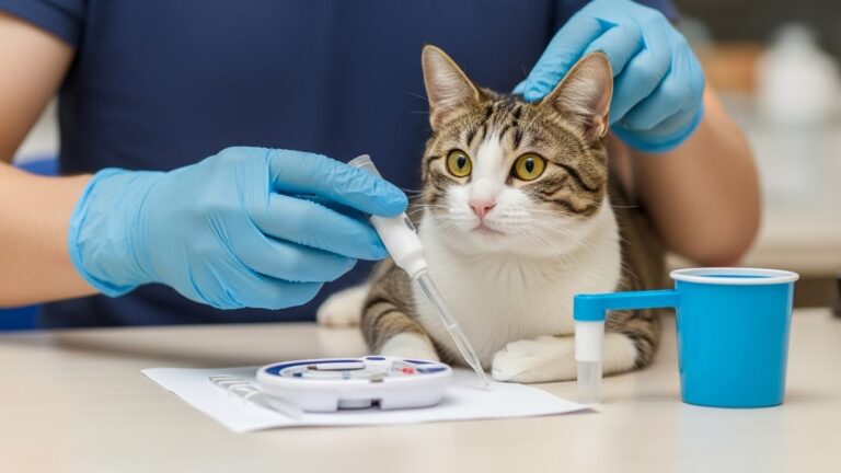 A cat undergoing an examination after developing cystitis.