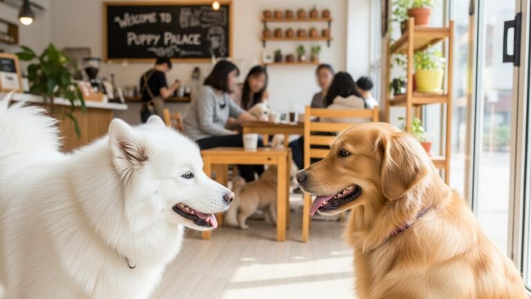 Dog and cat relaxing together in a bright, cozy living room